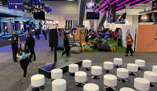 Exhibits are show ready in South's Exhibit Hall ABC for GDC19